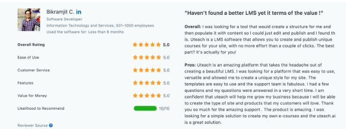 Uteach review on Capterra