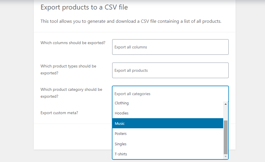 category filtering