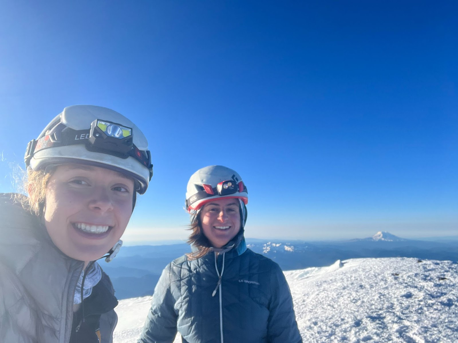 My best friend and climbing partner, Bellamy Weible, and I after our first summit of Mount Rainier
