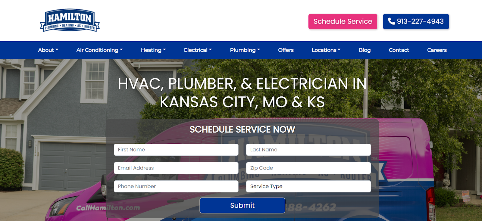 HVAC website example: Hamilton