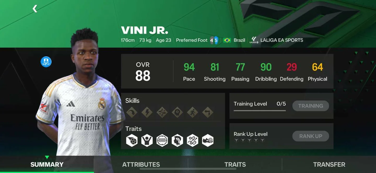 Vini Junior stats in EA FC Mobile