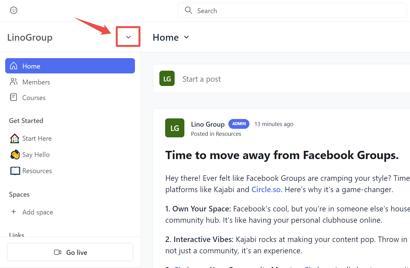 drop down menu
