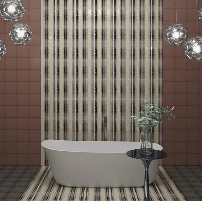 металлическая плитка мозаика в ванной