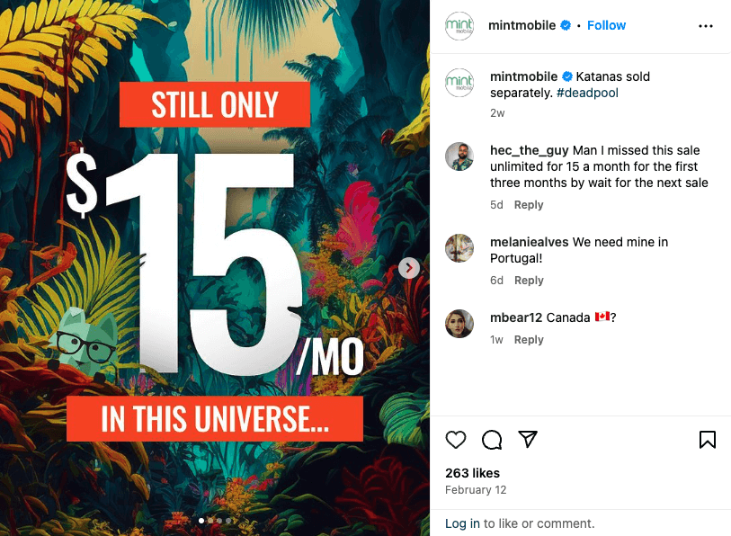 Mint Mobile Instagram post