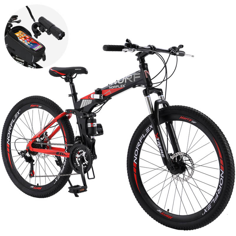 A red and black mountain bike, showcasing the style and function one should look for in how to choose a mountain bike for off-road use