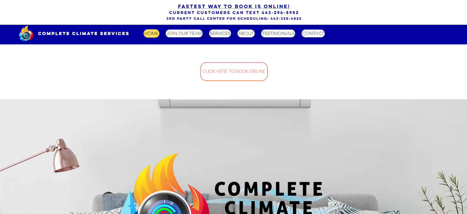 HVAC website example: Complete Climate Servcies