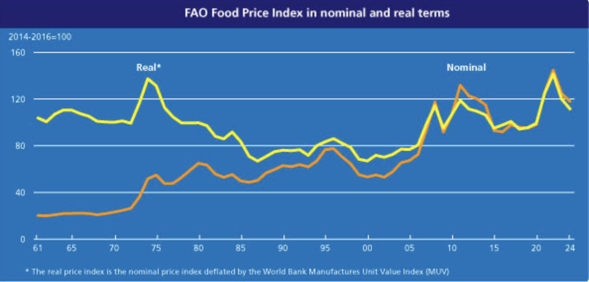 A graph showing the price of food

Description automatically generated