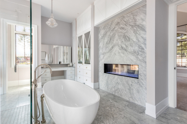 honest review of porcelain tile for home remodels shower and freestanding bathtub with pendant lighting custom built michigan