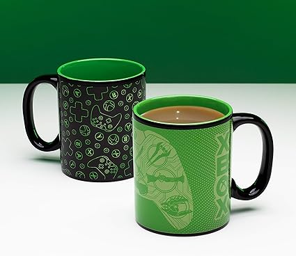 A promotional image of the color changing Xbox mug from Paladone. 