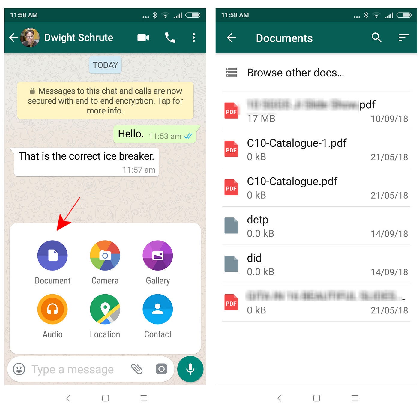 How do you send big files to WhatsApp