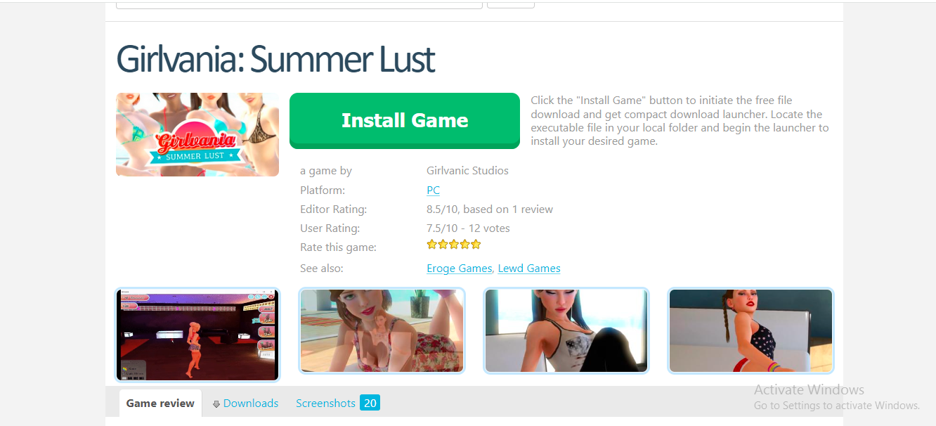 Girlvania summer lust game