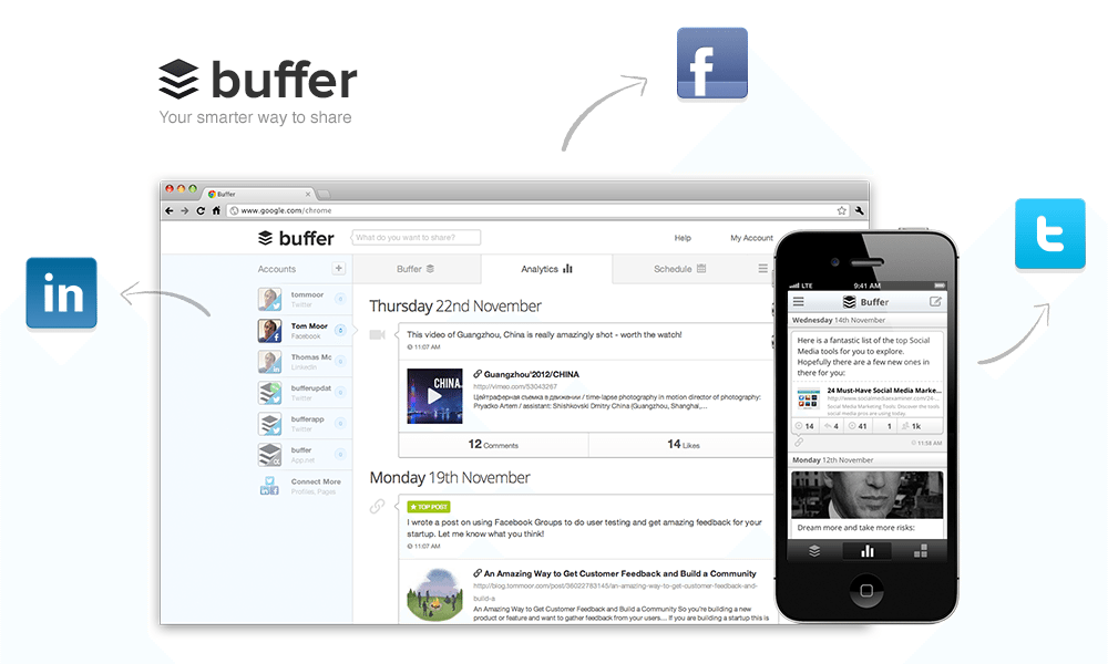 Buffer as a social media management platform