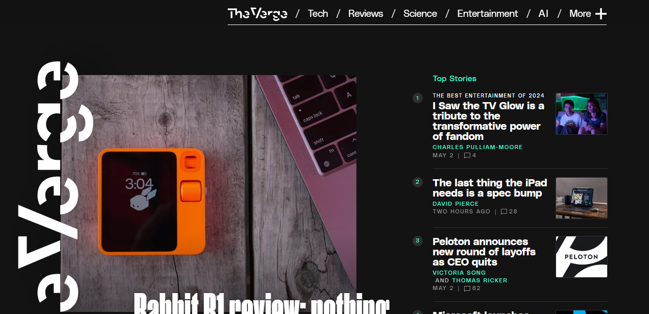 The Verge Homepage