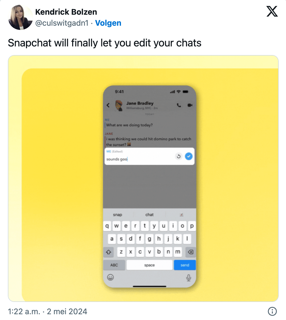 Tweet over Snapchat