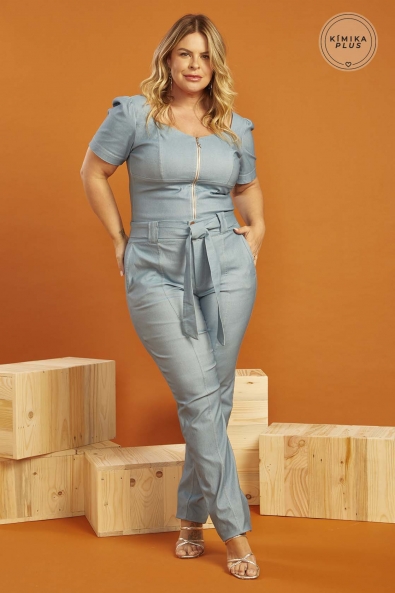 Conjunto cropped e hot sale calça plus size