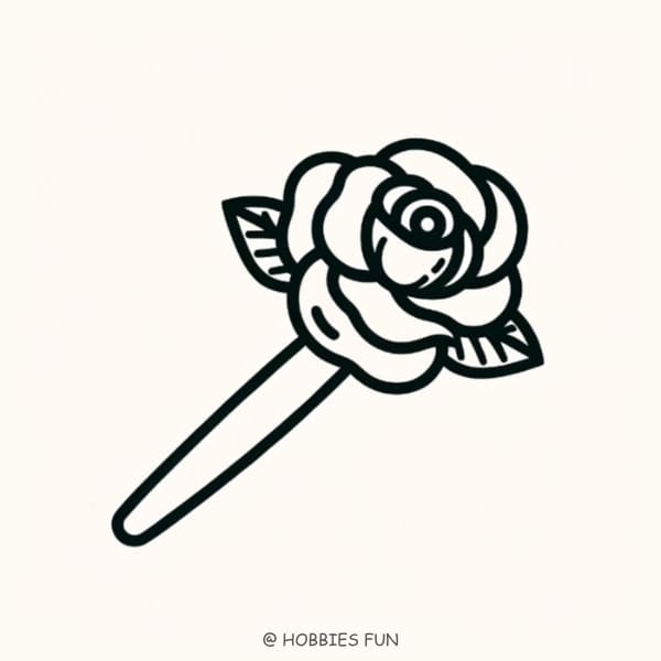 Easy Rose Hairpin Drawing