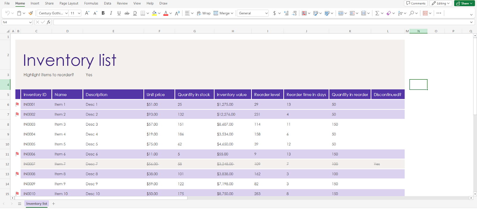 microsoft excel online spreadsheet example