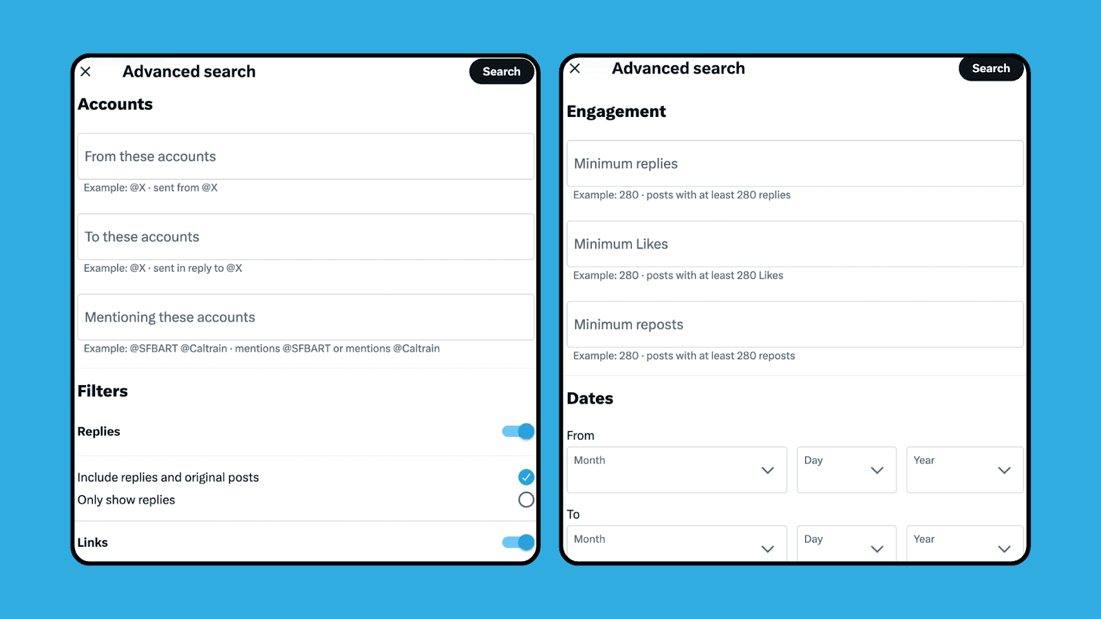 Twitter advanced search filters