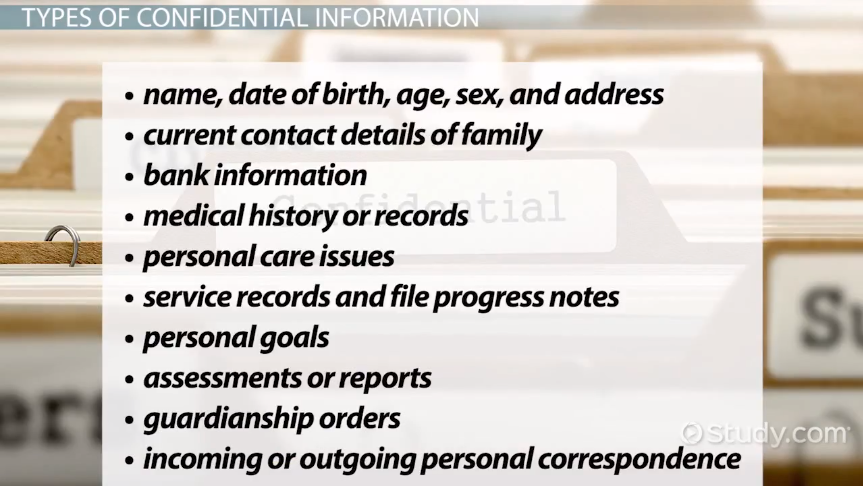 Types of confidential informations