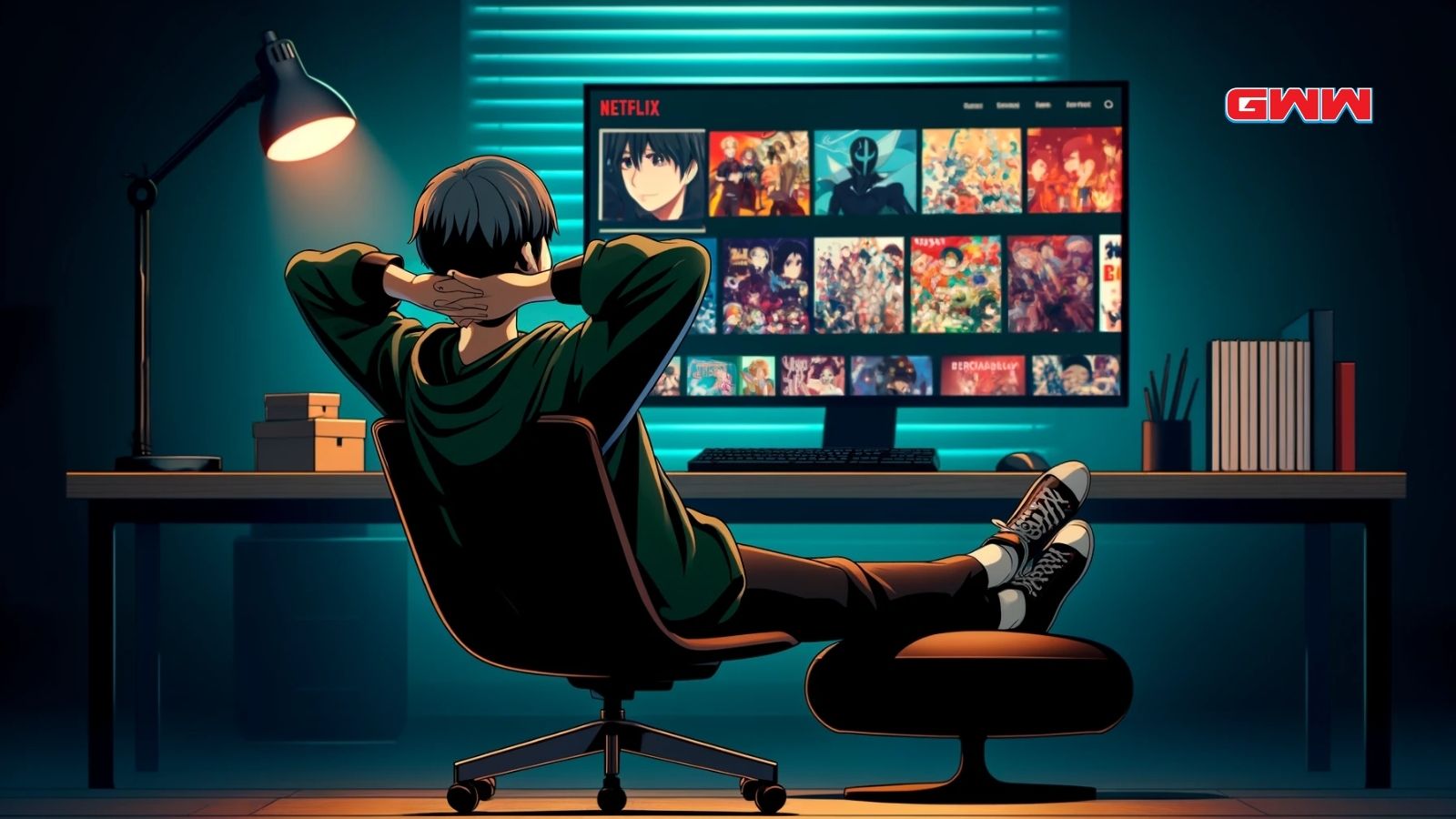 A guy watching anime from another streaming platform