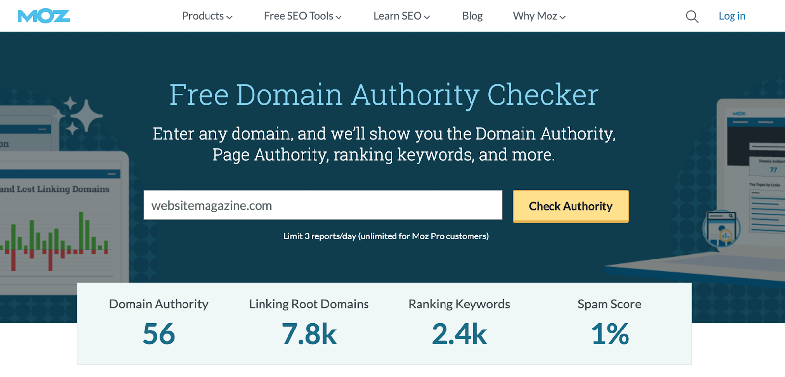 Moz domain authority checker.