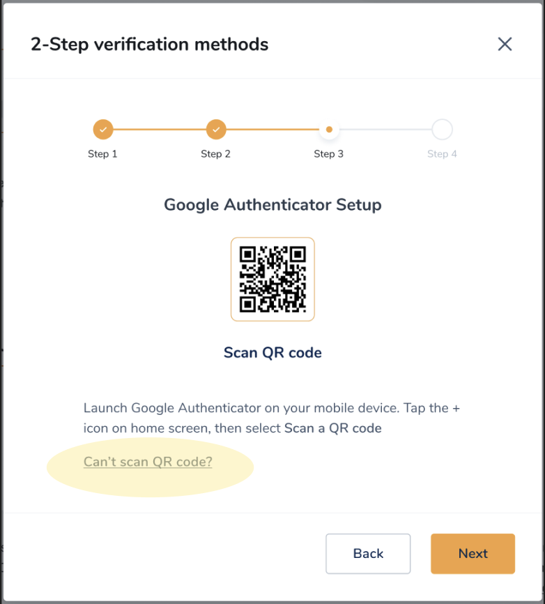 Google Authenticator app - Can't scan a QR code link