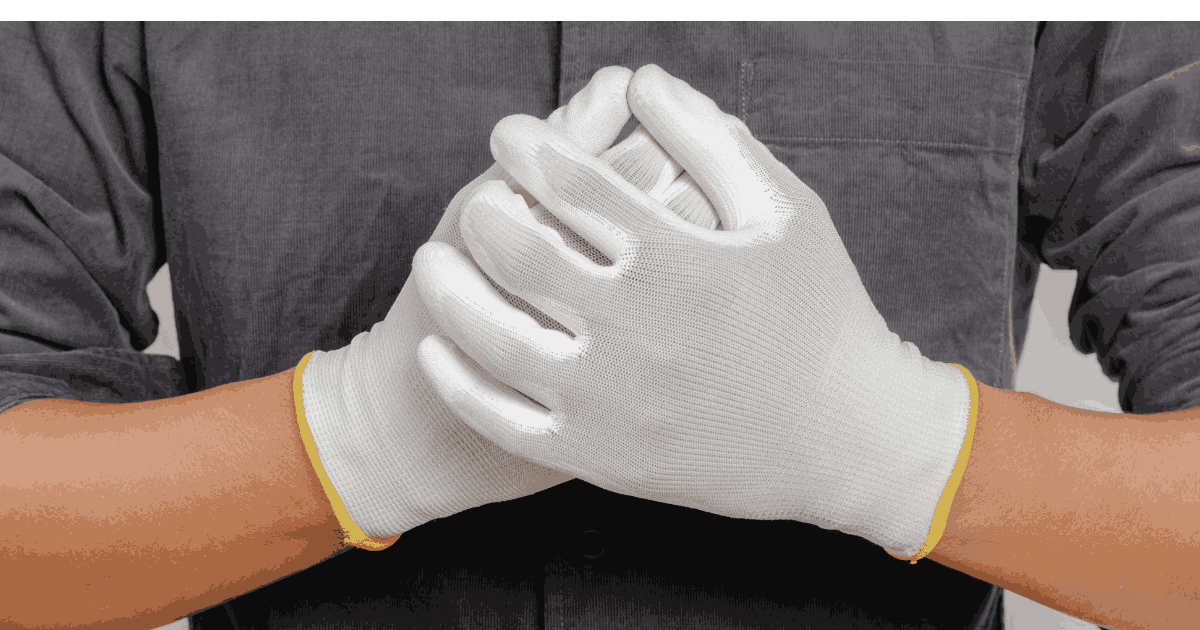 white nylon gloves