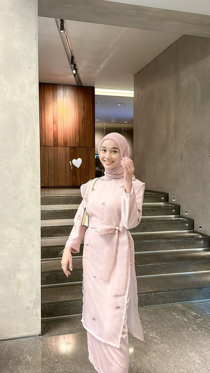 outfit lebaran 2024 one set pink pastel