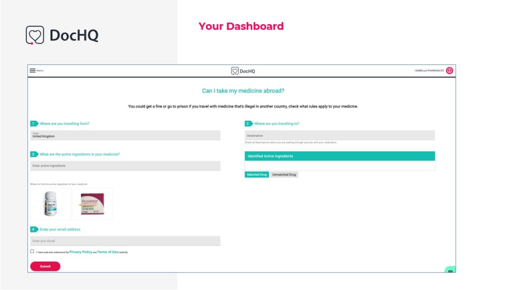 Step 1 on how to use DocHQ Travel Medicine certificate 