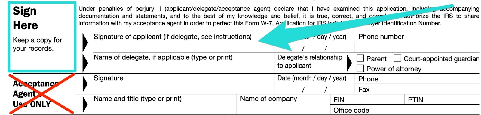 SIGNATURE W-7