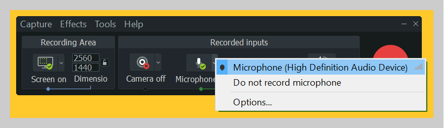 How to select your microphone using Camtasia