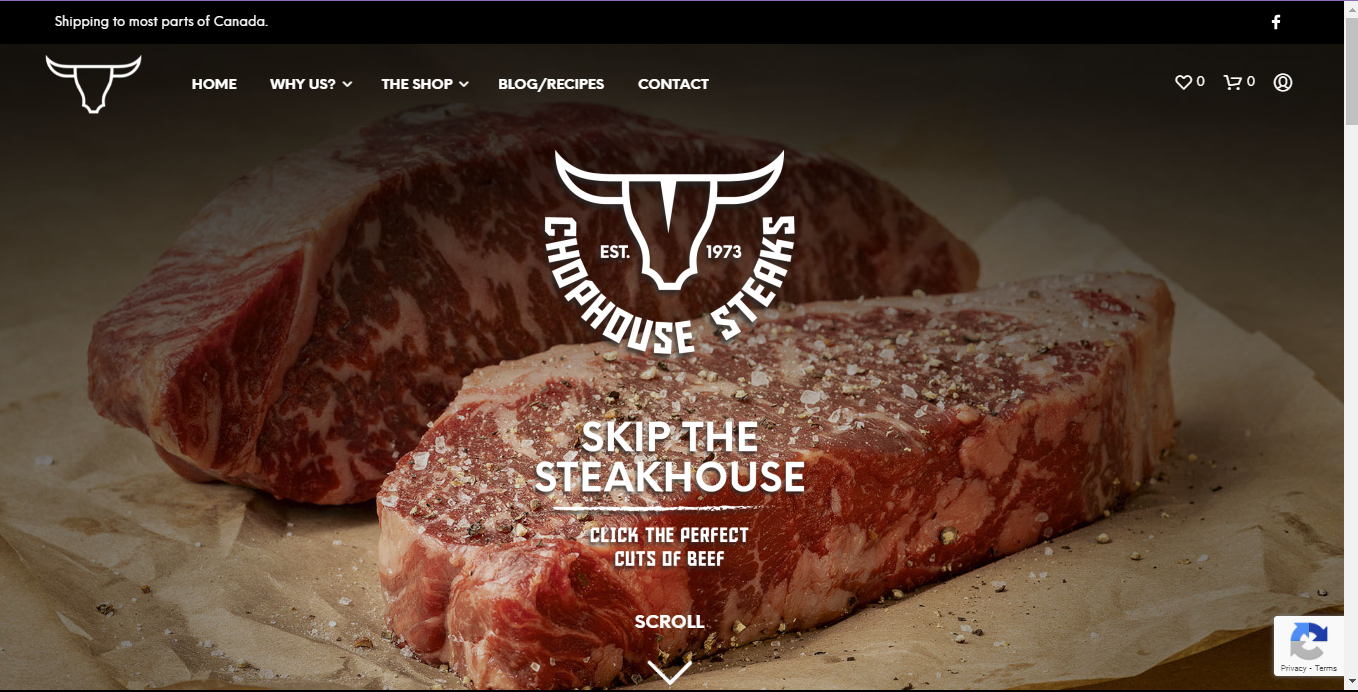 Niche website design example: Chop House Steak