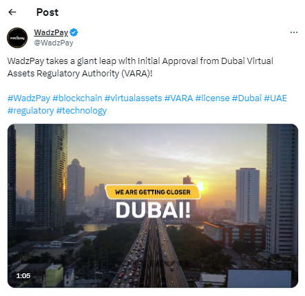 Dubai'S Pioneering Move In Crypto Adoption: Wadzpay Secures Vara Initial Approval