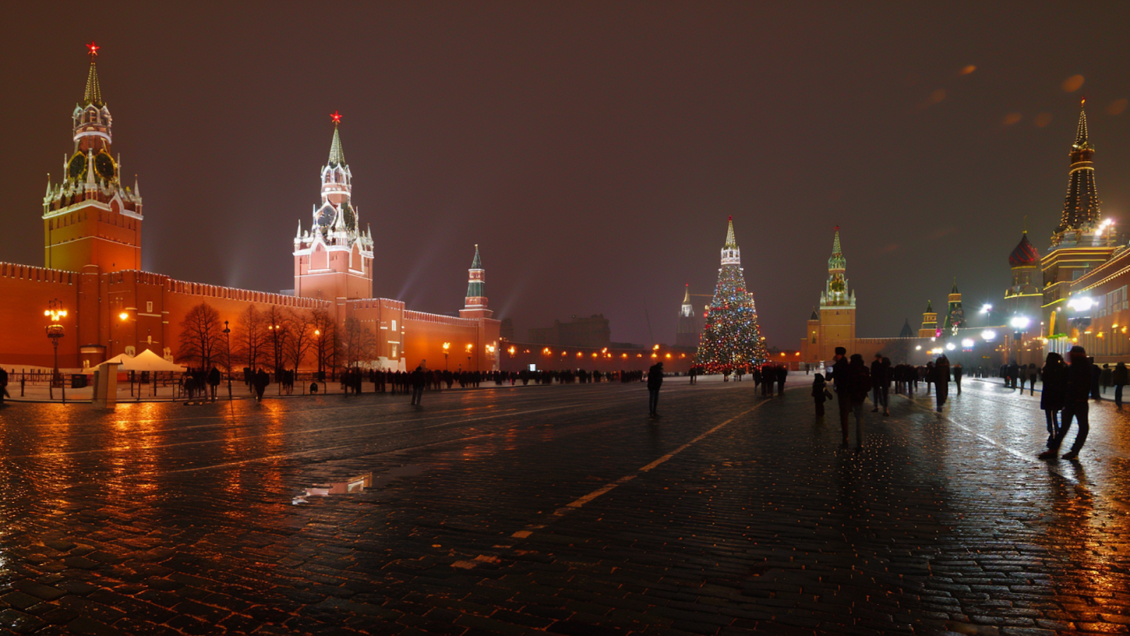 The Red Square in Moscow at night