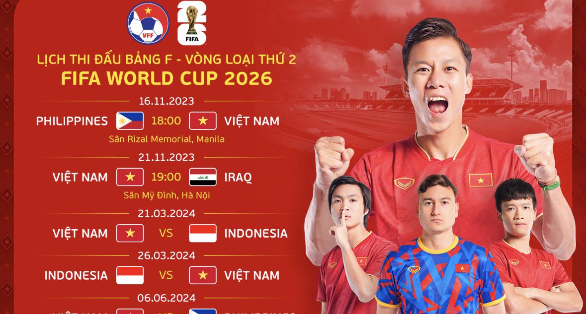VFF - Lịch thi đấu của tuyển Việt Nam tại vòng loại thứ 2 World Cup 2026