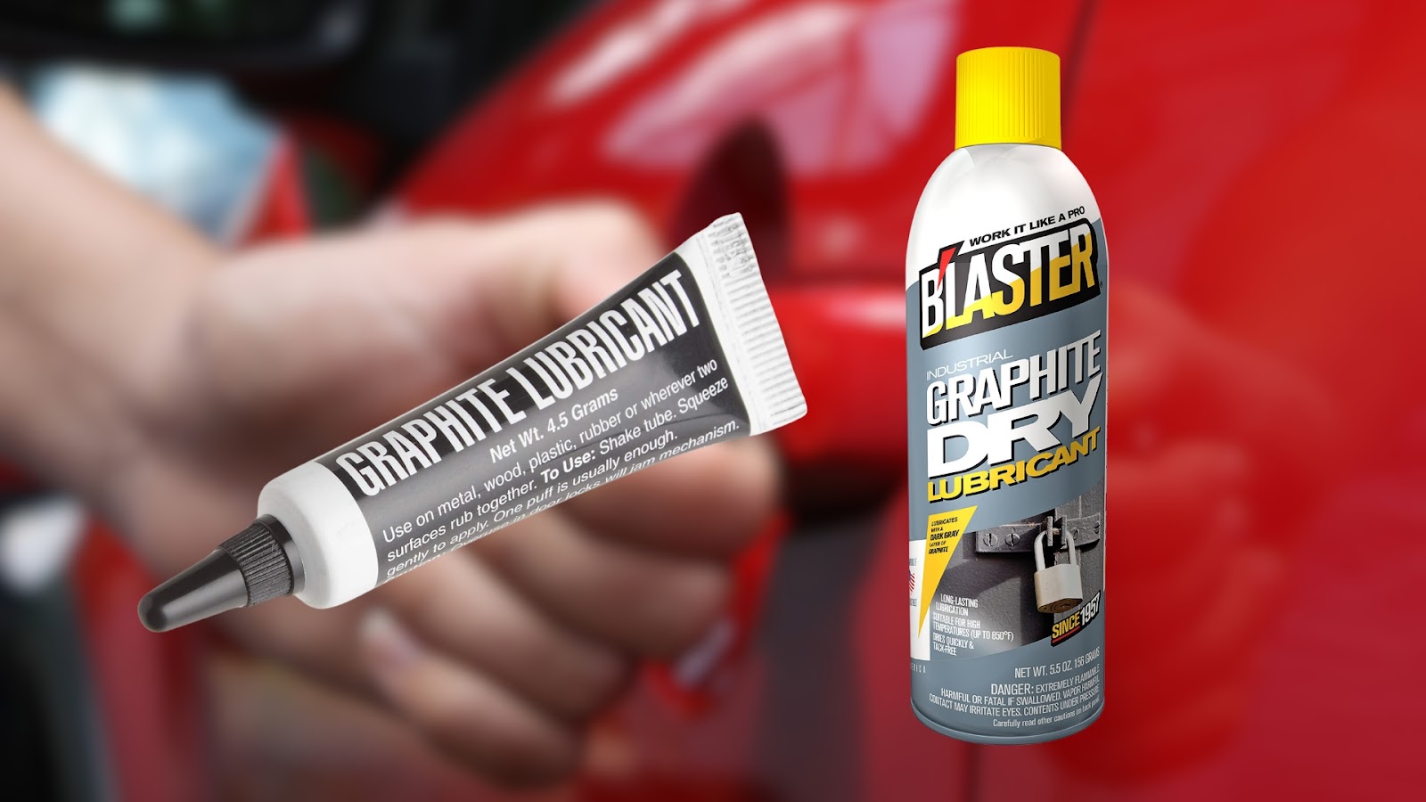 Graphite dry lubricant and graphite powder are shown as effective car lock lubrication solutions that prevent dirt and dust buildup.