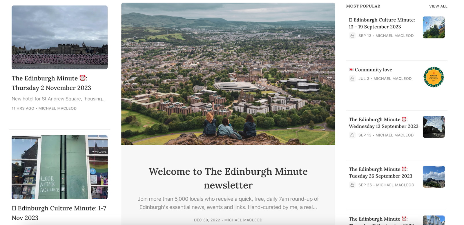 The Edinburgh Minute newsletter