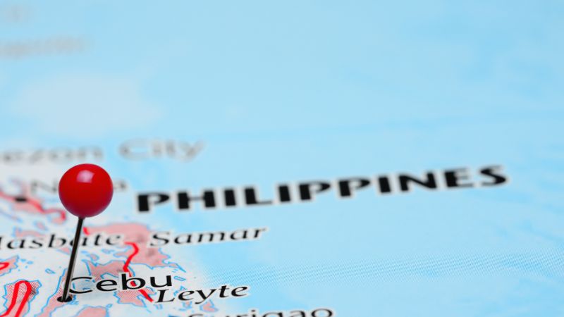 Red pin on Cebu - map of the Philippines