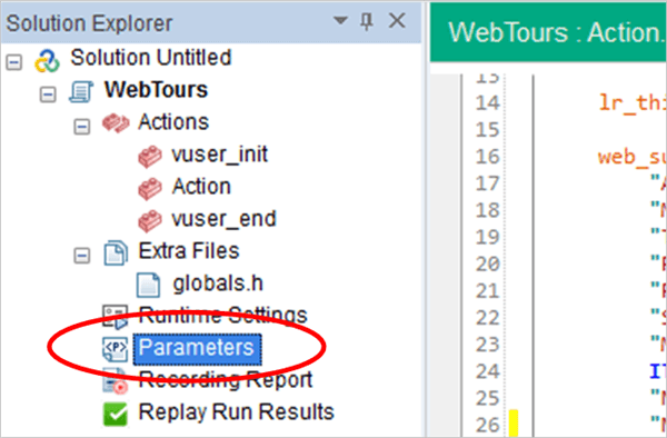 5.to view the parameter(s) that we created, click on ‘Parameters’ item on the ‘Solution Explorer’.