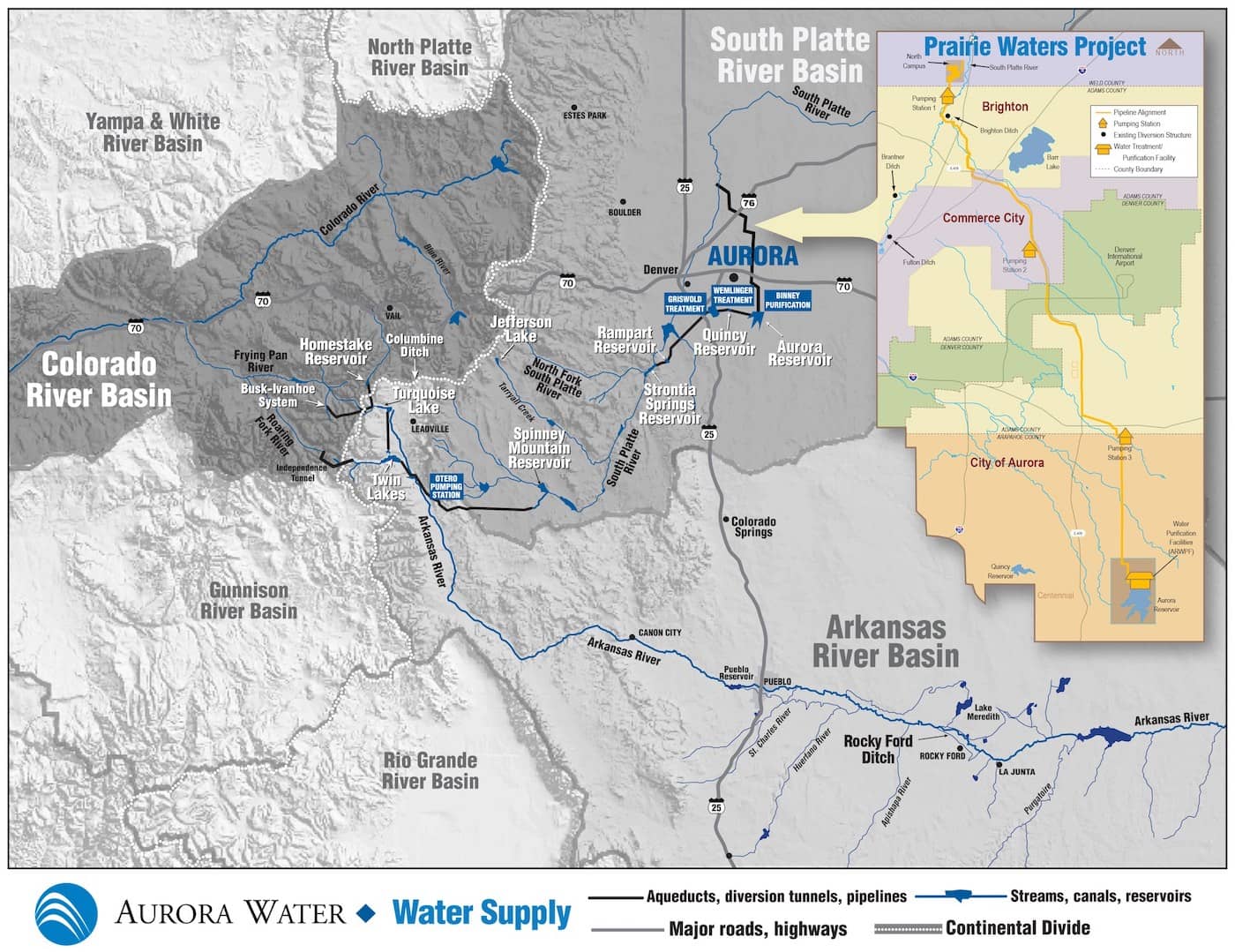 A map showing the location of the Park County Wild Horse Reservoir in Aurora, Colorado