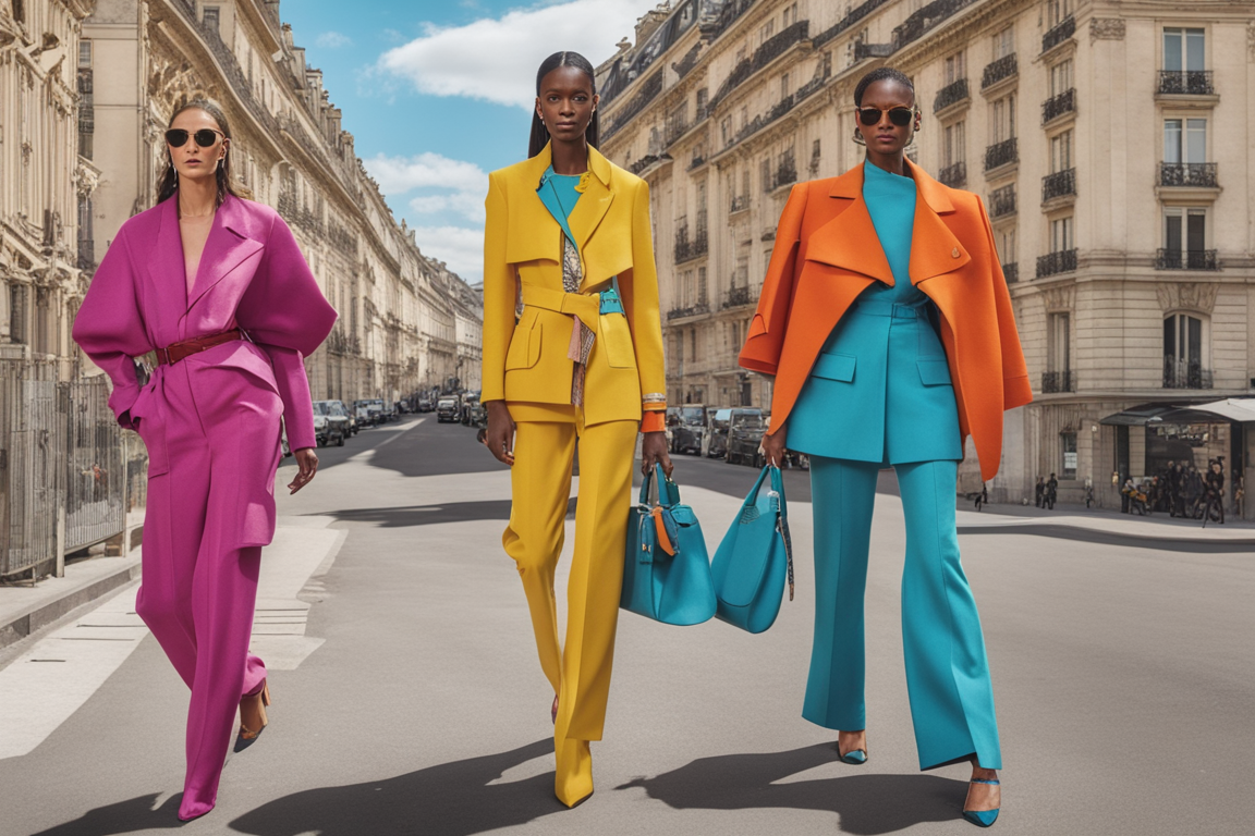 Vibrant street style ensemble from PFW Spring 2024