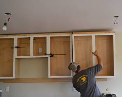 Wall cabinets installed in a kitchen