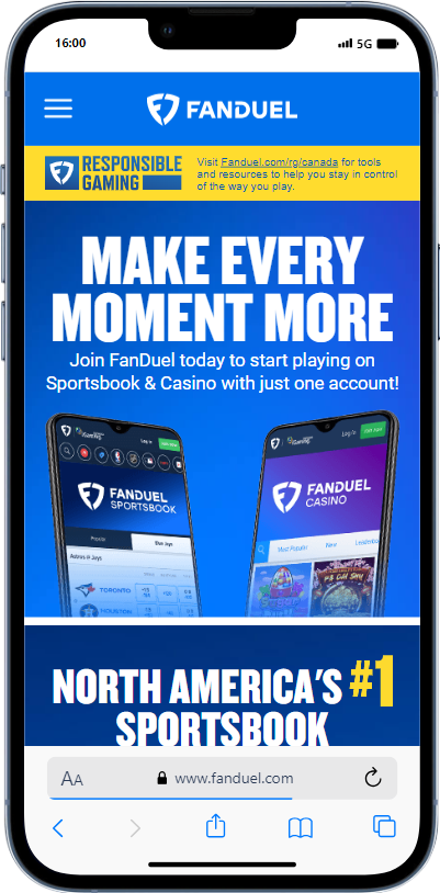 FanDuel mobile homepage