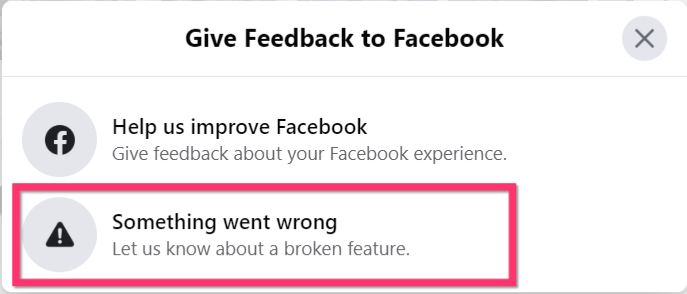 Giving feedback to Facebook