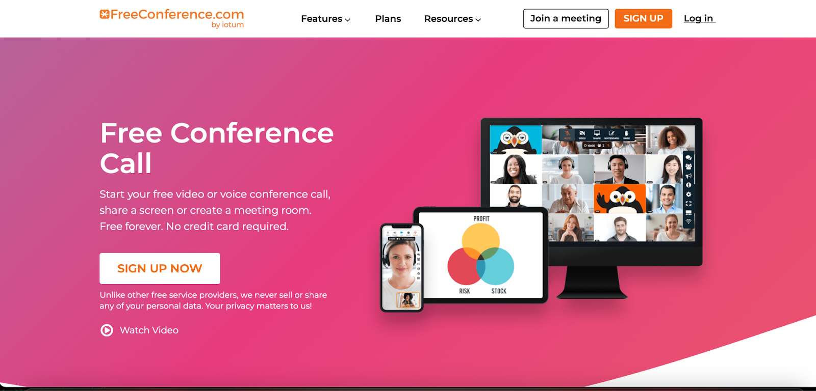 FreeConference screen sharing website