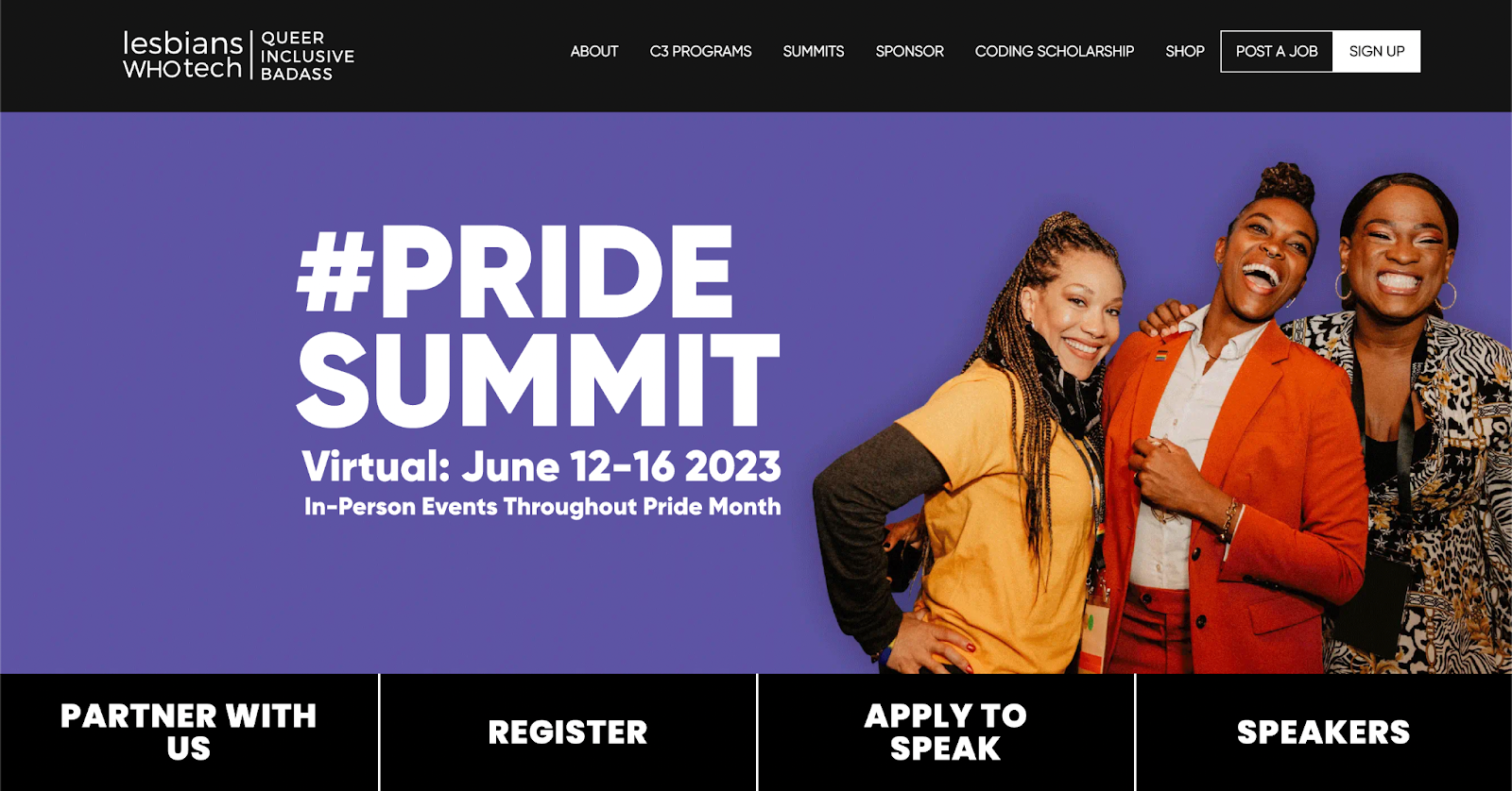 event website examples, pride summit