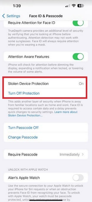 iOS 17.4 : protection contre le vol