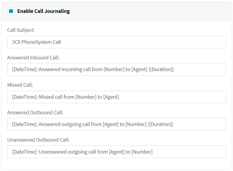 Abilitare il Journaling delle chiamate  nel 3CX per segnalare le chiamate esterne al CRM Hubspot.