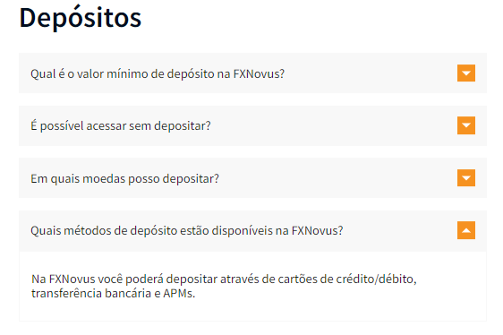 Moedas dos Métodos de Pagamento da FXNovus