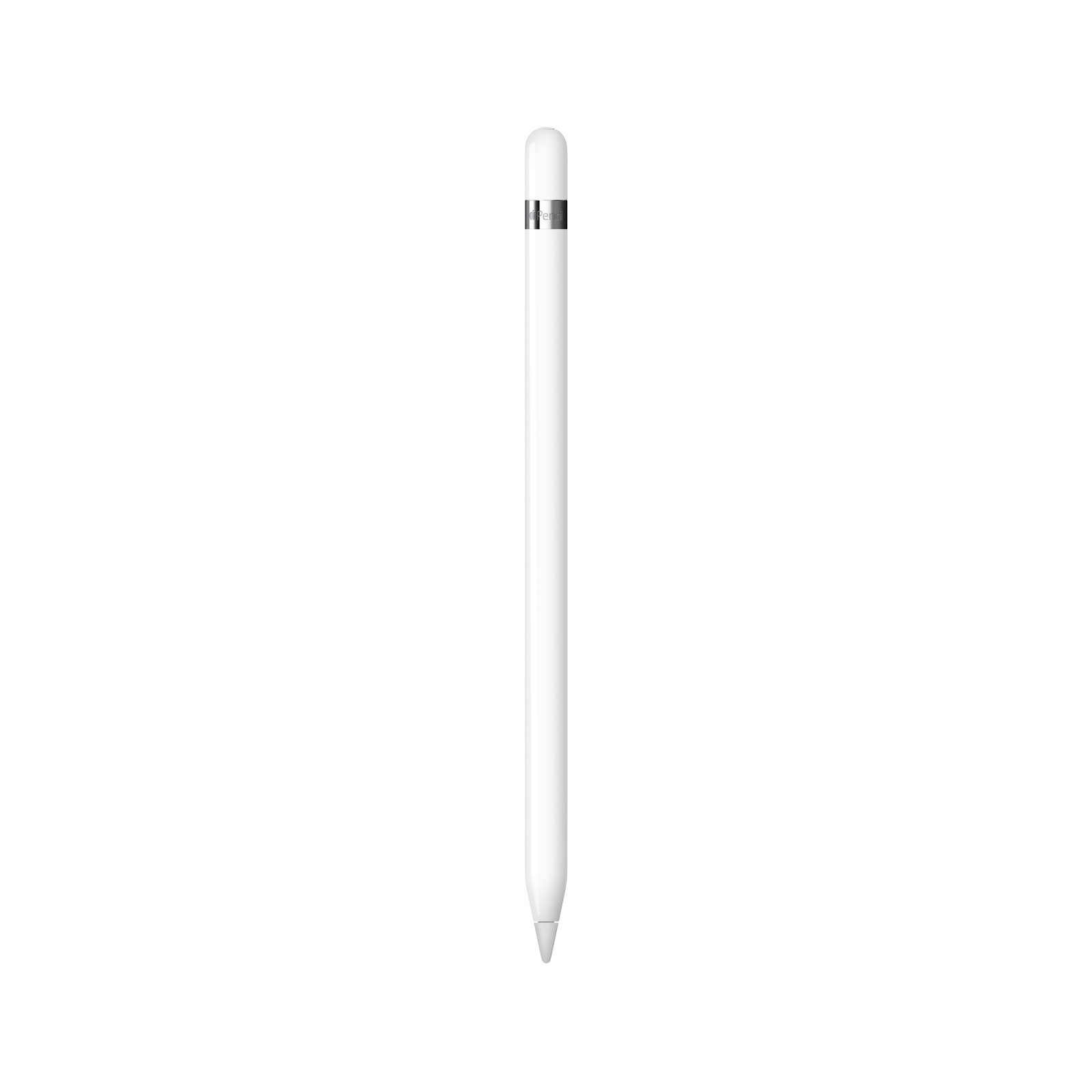 The front view of an Apple Pencil on a white background, highlighting its sleek and minimalist design.